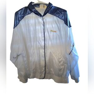 Vintage '80s Ellesse Tennis Jacket. Nylon Wht And Blue US Women's Plus Size 2/2x